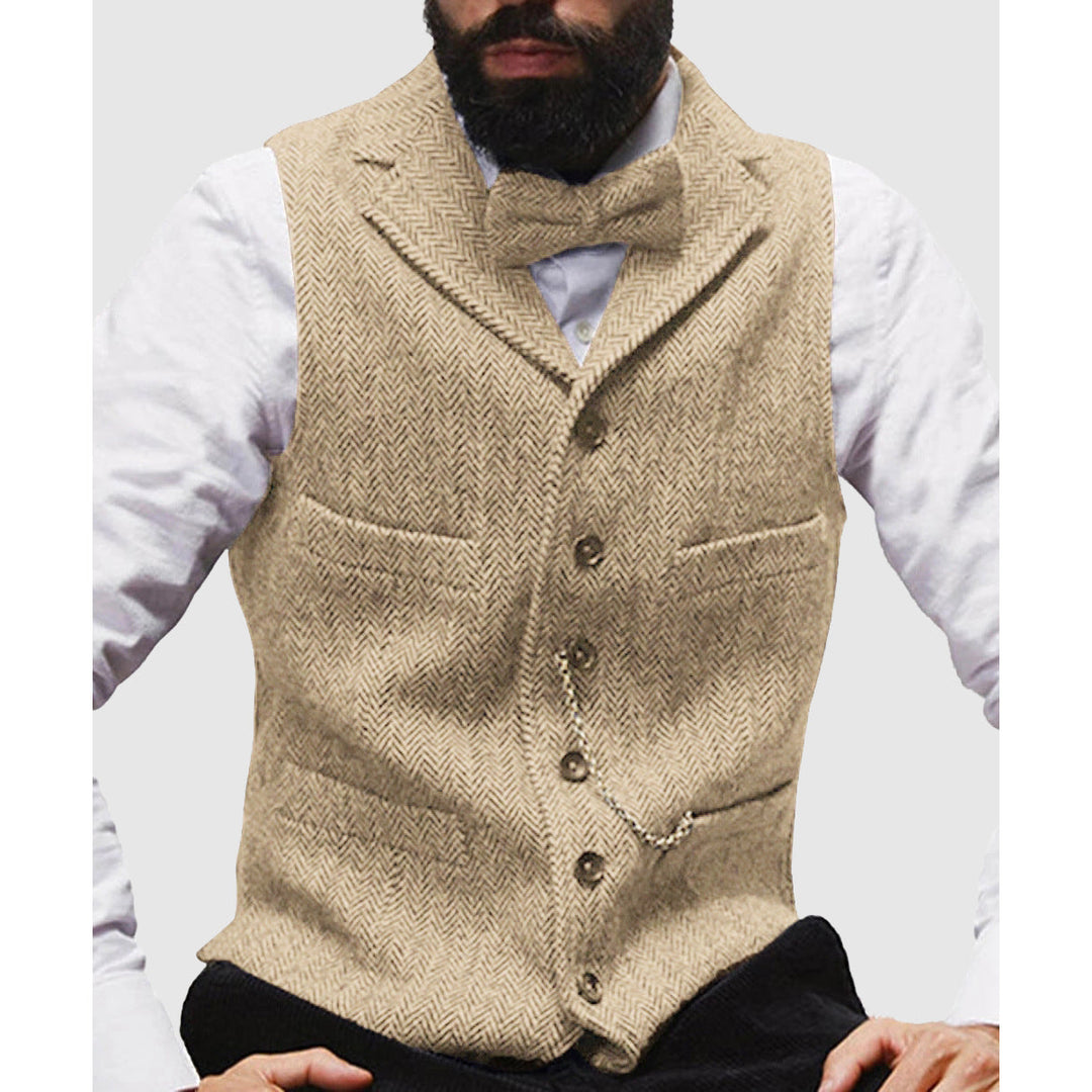 Drune | Slim Fit Wolltextur Fischgrätmuster Formelle Knopfleiste