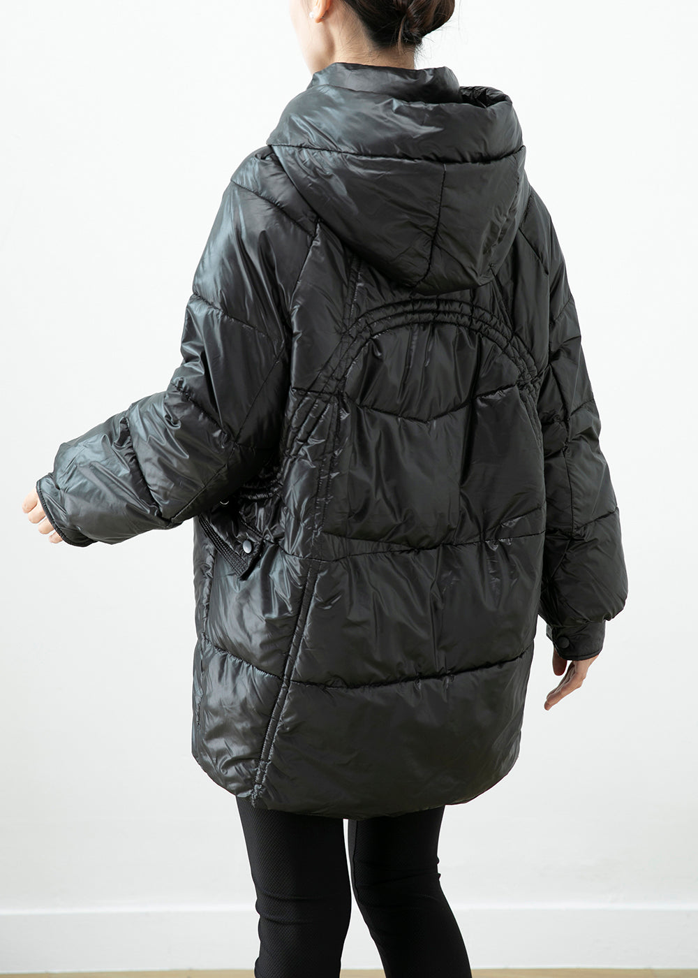 Drune | Schwarze Kapuzenjacken mit Taschen aus feiner Baumwolle gefüllt Wintermäntel Winter
