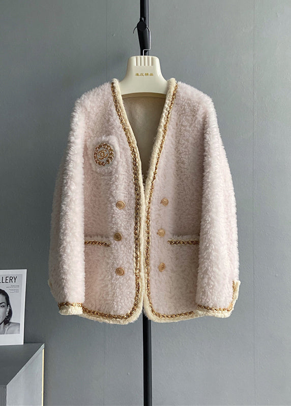 Drune | Schwarzer V-Ausschnitt Taschen Patchwork Wollmäntel Winter