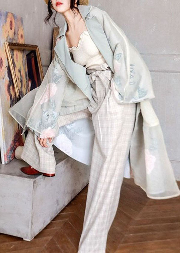 Drune | Flora Peter Pan Kragen Taschen Patchwork Organza Trenchcoats