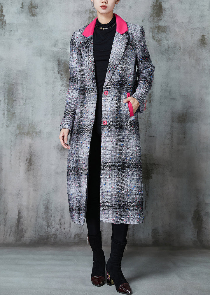 Drune | Graues Karierter Patchwork Wollmäntel