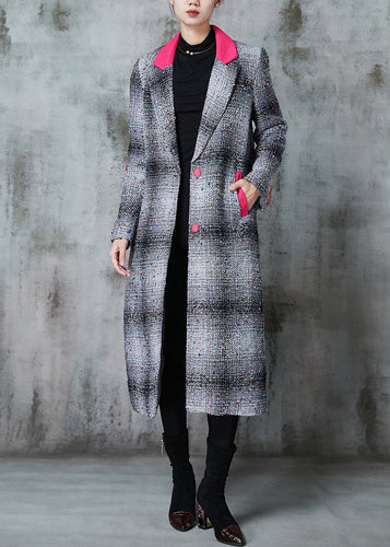 Drune | Graues Karierter Patchwork Wollmäntel
