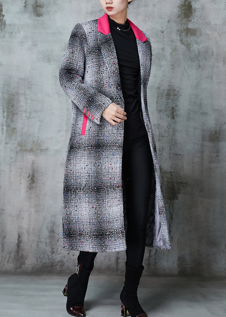 Drune | Graues Karierter Patchwork Wollmäntel