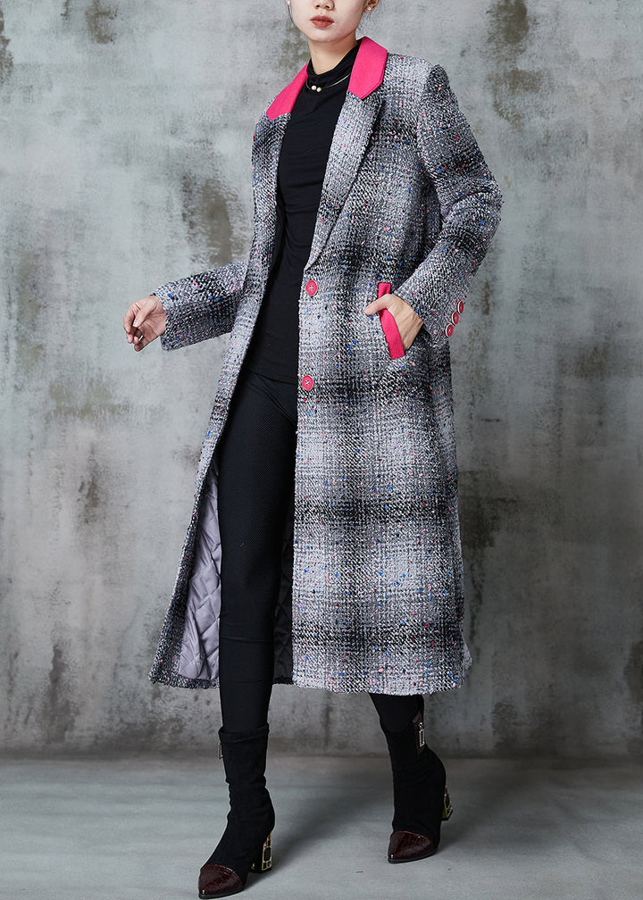 Drune | Graues Karierter Patchwork Wollmäntel