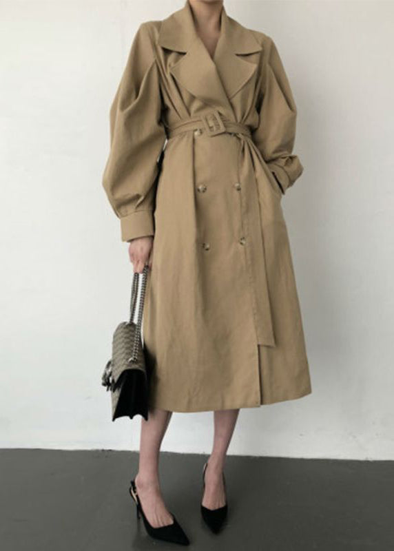 Drune | Khaki Übergroße Doppelreihige Baumwoll-Trenchcoats