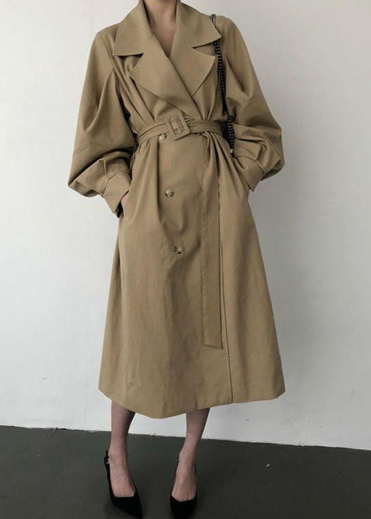 Drune | Khaki Übergroße Doppelreihige Baumwoll-Trenchcoats