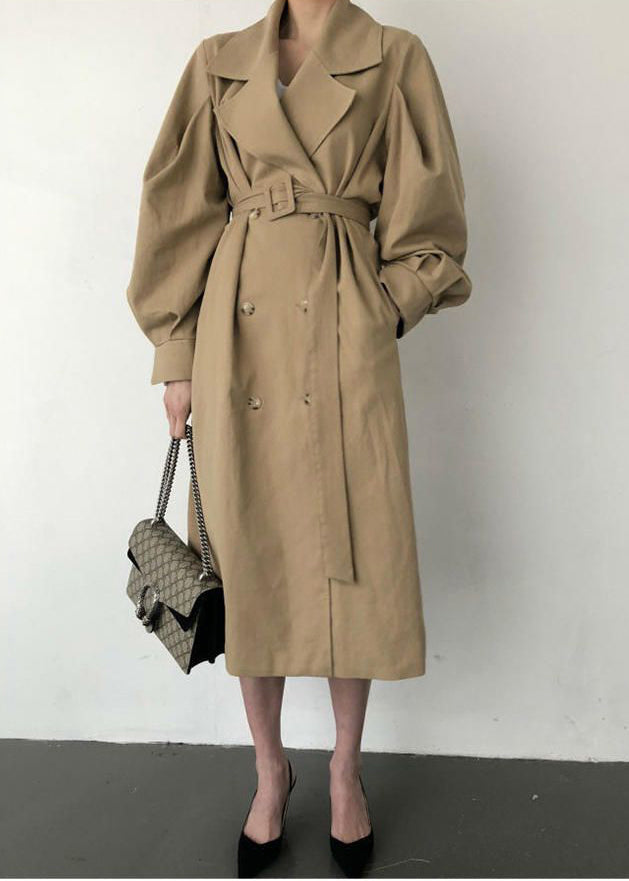Drune | Khaki Übergroße Doppelreihige Baumwoll-Trenchcoats
