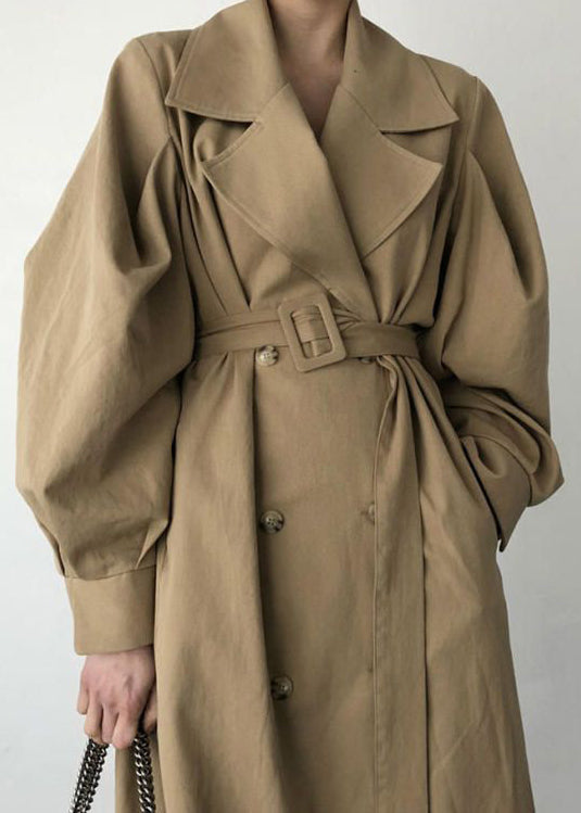 Drune | Khaki Übergroße Doppelreihige Baumwoll-Trenchcoats