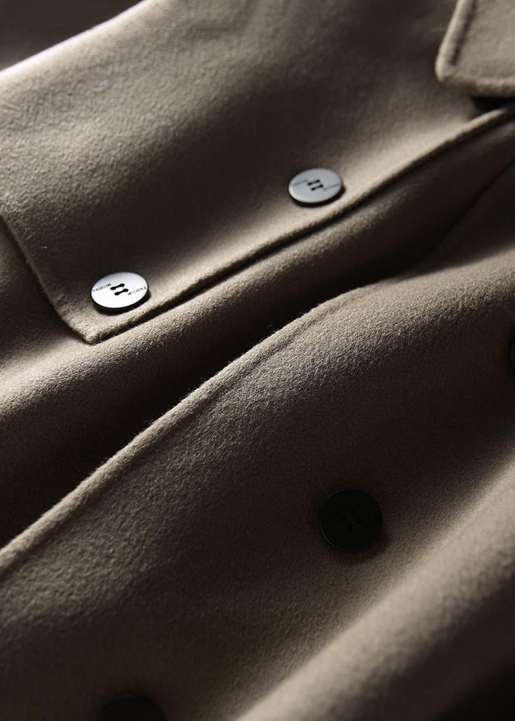 Drune | Khaki Übergröße Doppelreihige Wolljacken