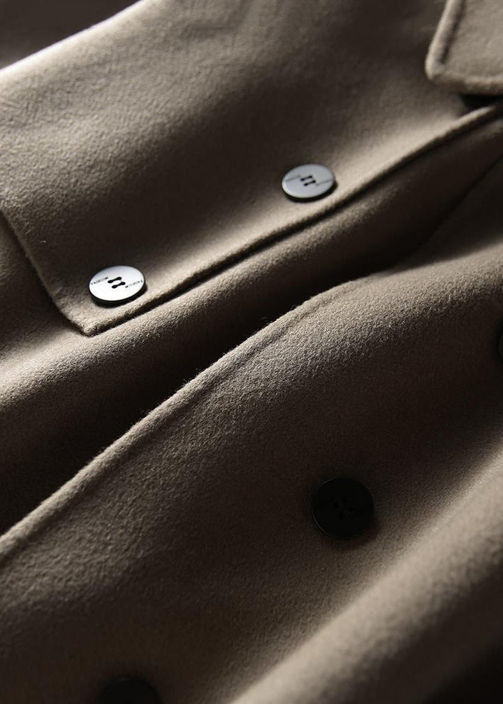 Drune | Khaki Übergröße Doppelreihige Wolljacken