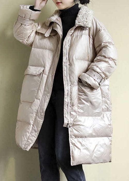 Drune | Khaki Reißverschluss dicke Baumwollgefüllte Mäntel Winter