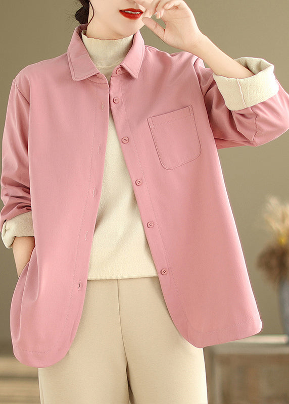 Drune | Pink Oversized Taschen Fleece Wollgefütterte Mäntel Winter