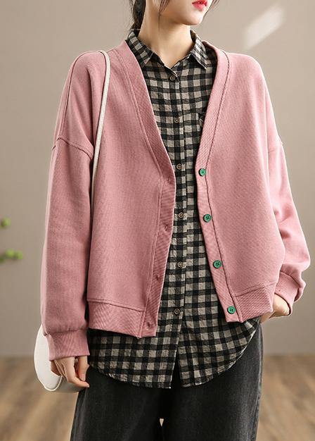 Drune | Pink Kleidung für Frauen Form V-Ausschnitt Knöpfen Mantel