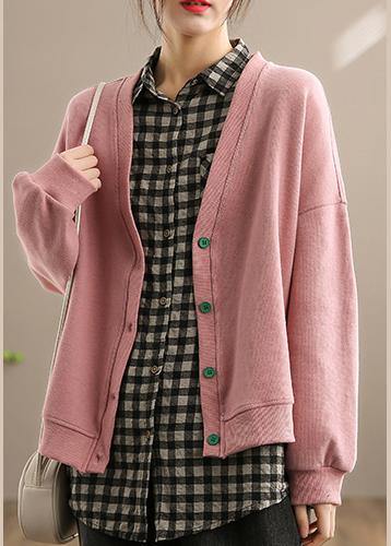 Drune | Pink Kleidung für Frauen Form V-Ausschnitt Knöpfen Mantel