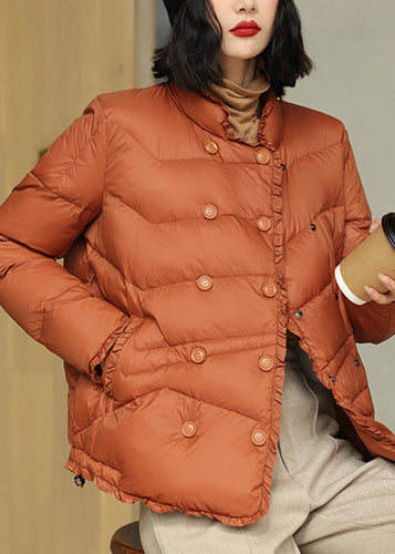 Drune | Rust Stehkragen Patchwork Entenfedern Daunenmantel Winter