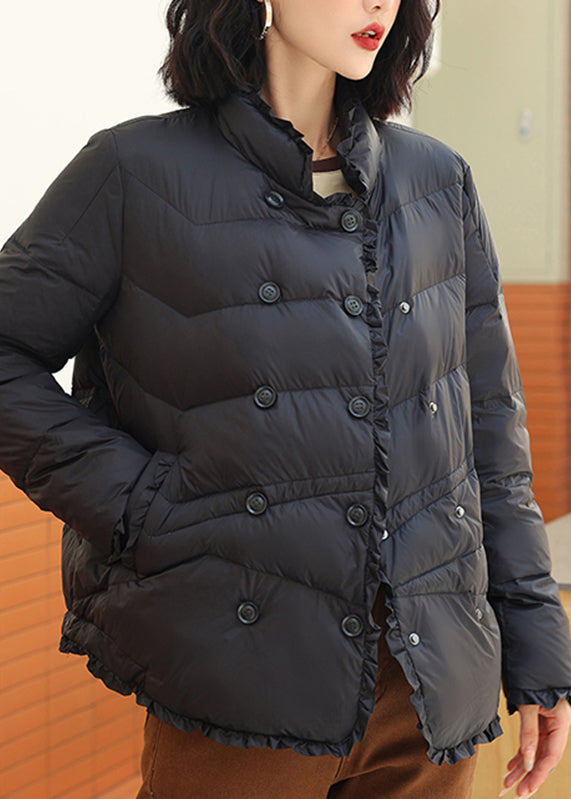 Drune | Rust Stehkragen Patchwork Entenfedern Daunenmantel Winter