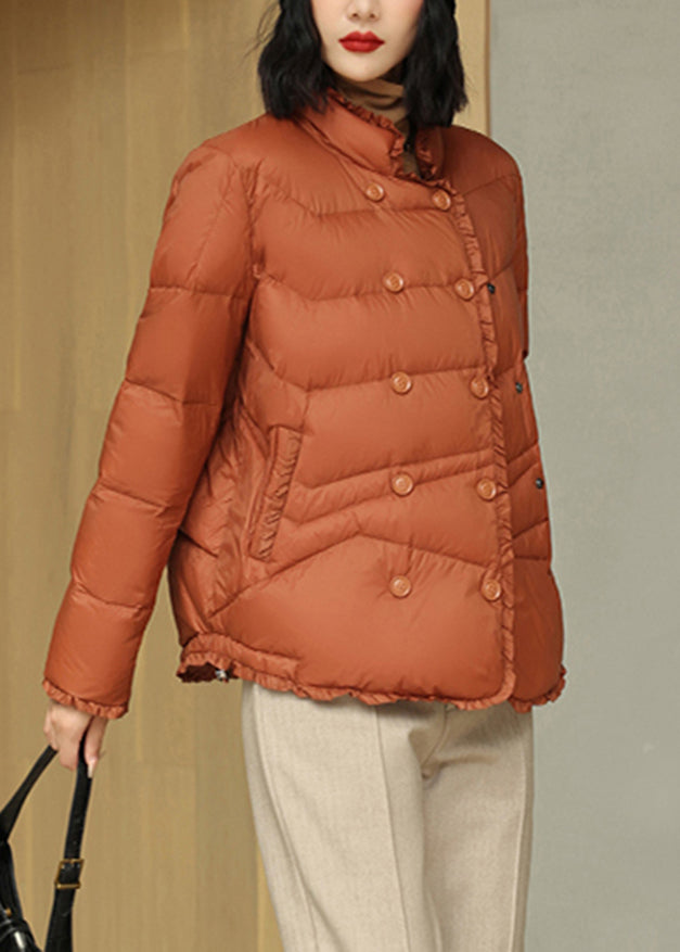 Drune | Rust Stehkragen Patchwork Entenfedern Daunenmantel Winter