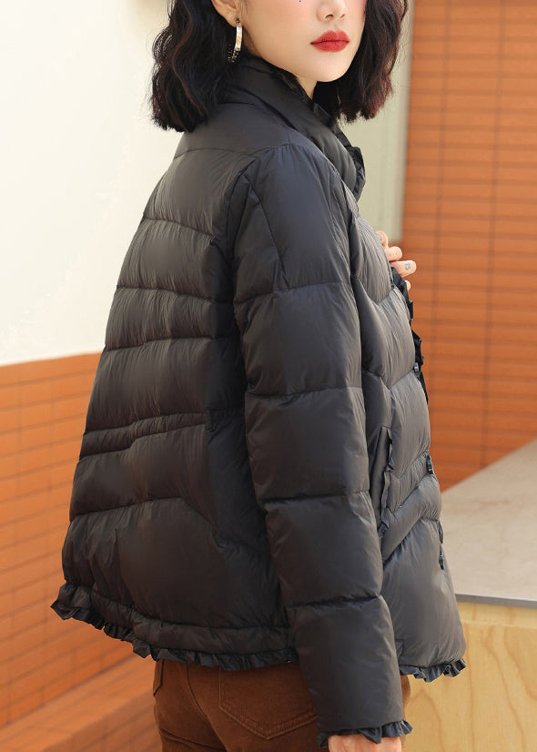 Drune | Rust Stehkragen Patchwork Entenfedern Daunenmantel Winter