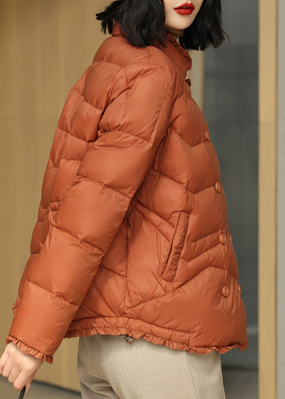Drune | Rust Stehkragen Patchwork Entenfedern Daunenmantel Winter
