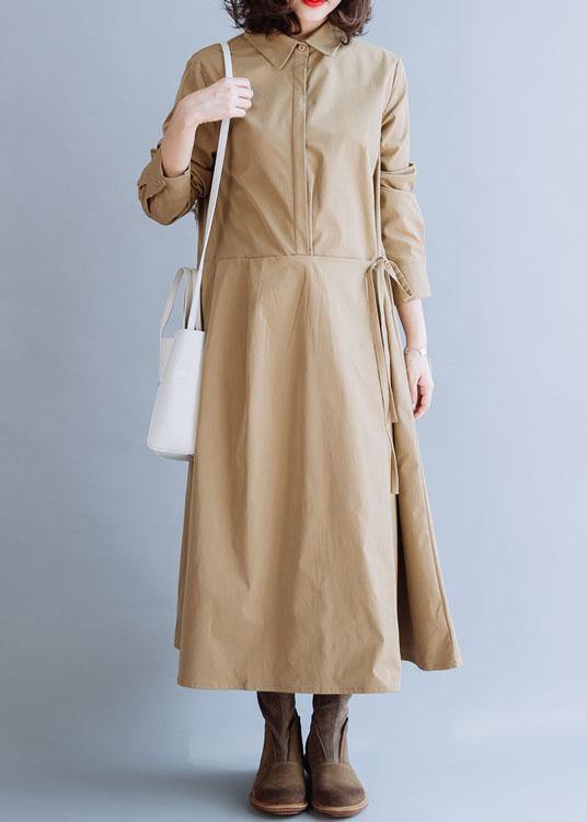Drune | Revers Krawatte Taille feine Tunika Mantel khaki Mäntel