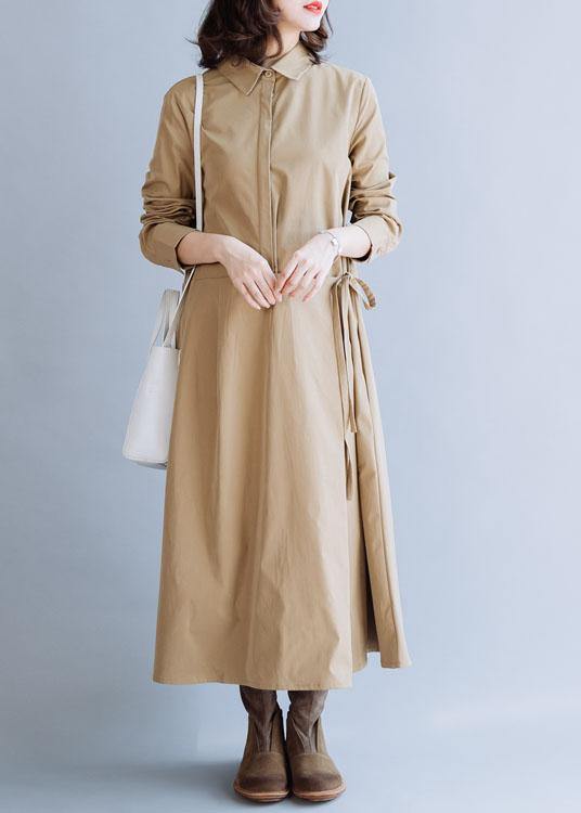 Drune | Revers Krawatte Taille feine Tunika Mantel khaki Mäntel