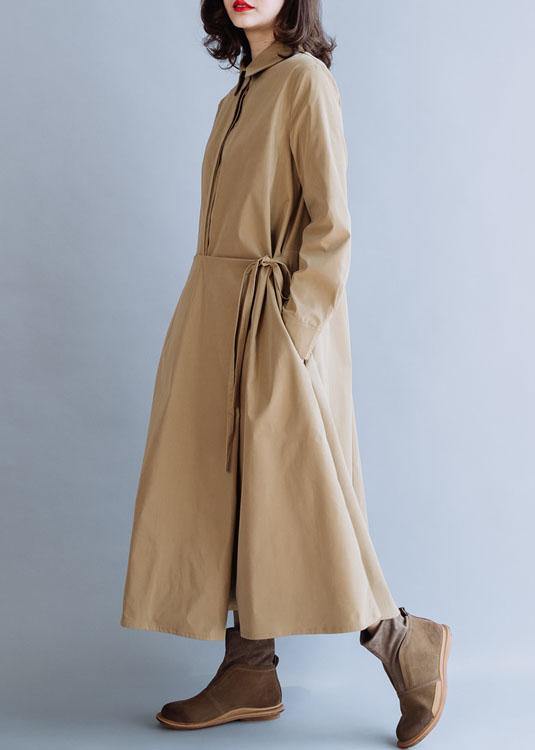 Drune | Revers Krawatte Taille feine Tunika Mantel khaki Mäntel