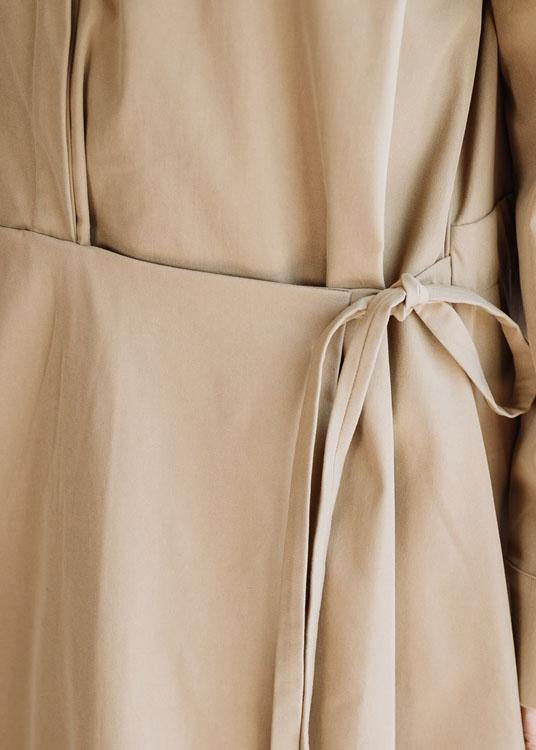 Drune | Revers Krawatte Taille feine Tunika Mantel khaki Mäntel