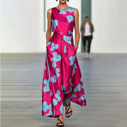 Drune | Maxikleid ohne Ärmel Rosa und Rot
