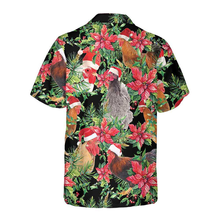 Drune | Lustiges Huhn mit Weihnachtspflanzen Hawaii-Hemd