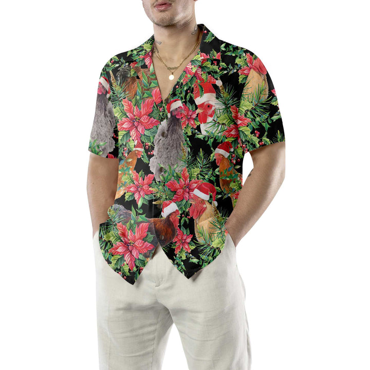 Drune | Lustiges Huhn mit Weihnachtspflanzen Hawaii-Hemd