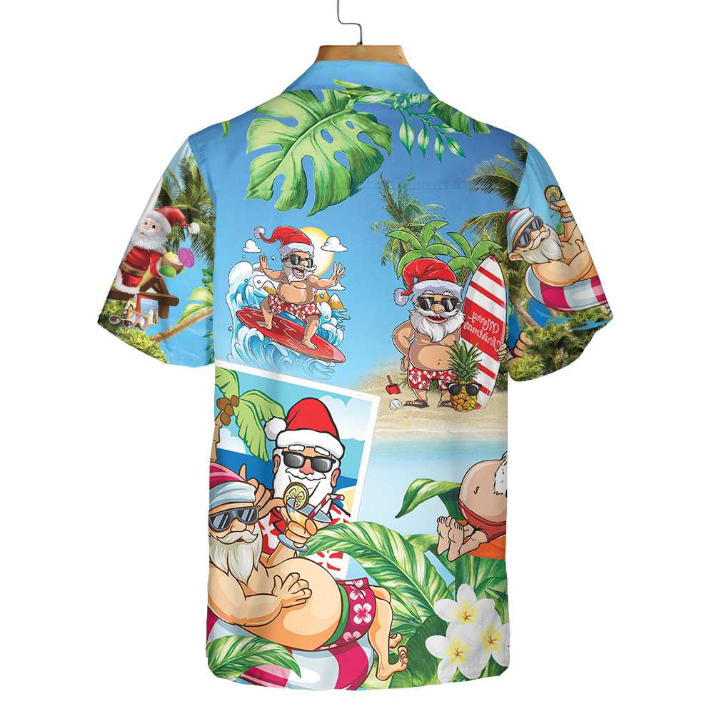Drune | Lustiger Weihnachtsmann in Aloha-Hawaiian-Shirt, Weihnachtsmann-Hawaiian-Shirt, Bestes Geschenk für Weihnachten