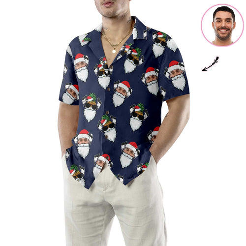 Drune | Lustiger Weihnachtsmann Gesicht Individuelles Hawaiian Shirt, Lustiges Weihnachtsmann Shirt, Personalisiertes Weihnachtsgeschenk