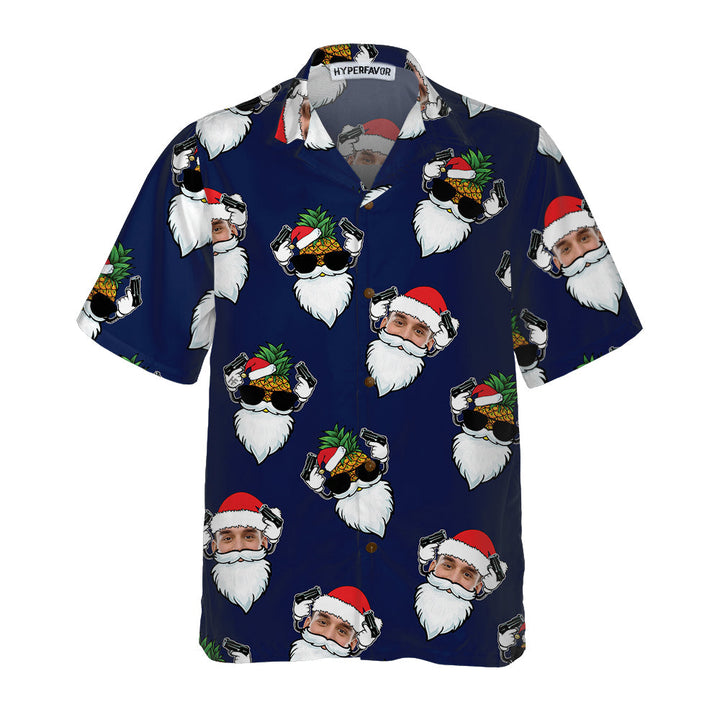 Drune | Lustiger Weihnachtsmann Gesicht Individuelles Hawaiian Shirt, Lustiges Weihnachtsmann Shirt, Personalisiertes Weihnachtsgeschenk