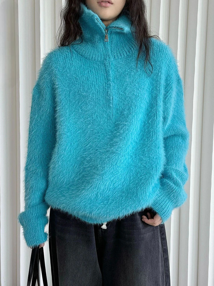 Drune | Flauschiger Pullover mit Reißverschluss