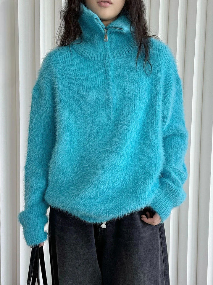 Drune | Flauschiger Pullover mit Reißverschluss