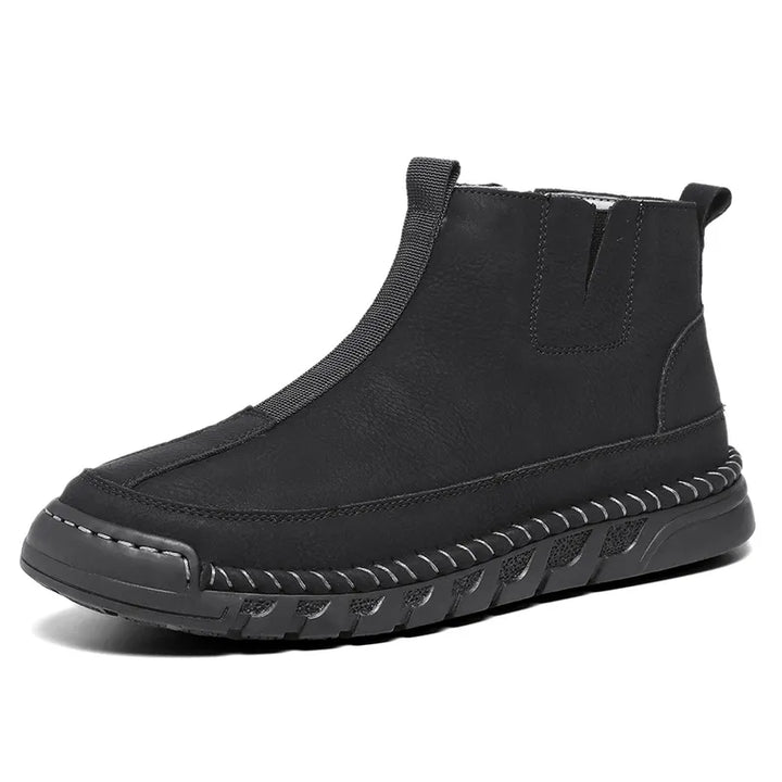 Drune | Damen Casual Handgenähte Rutschfeste Warme Seitenreißverschluss Slipper Stiefel