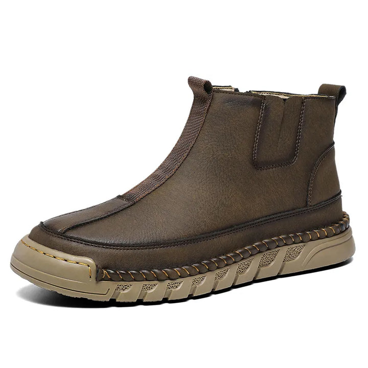 Drune | Damen Casual Handgenähte Rutschfeste Warme Seitenreißverschluss Slipper Stiefel