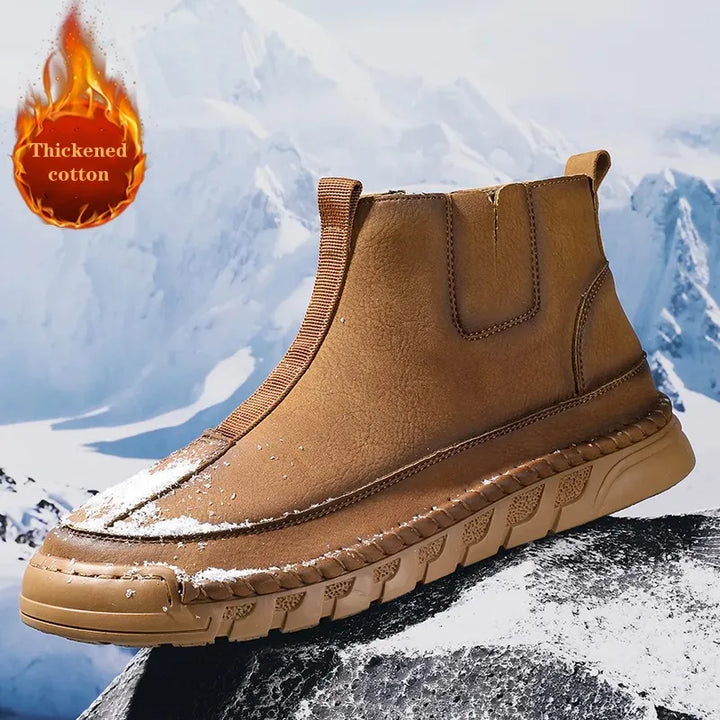 Drune | Damen Casual Handgenähte Rutschfeste Warme Seitenreißverschluss Slipper Stiefel