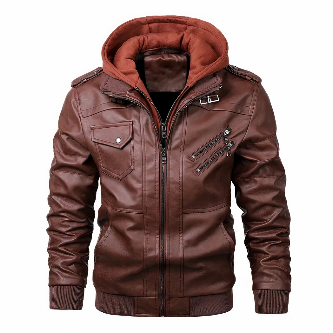 Drune | Elegante Lederjacke mit Kapuze