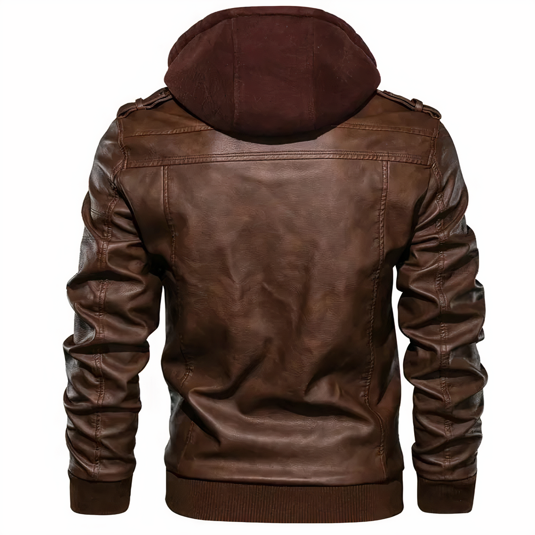 Drune | Stilvolles Lederjacke mit Kapuze