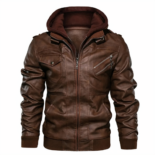 Drune | Elegante Lederjacke mit Kapuze