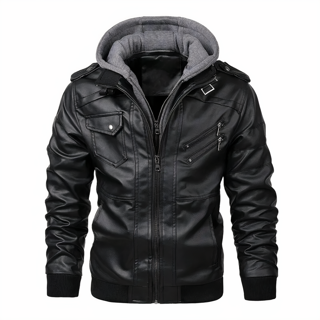 Drune | Elegante Lederjacke mit Kapuze
