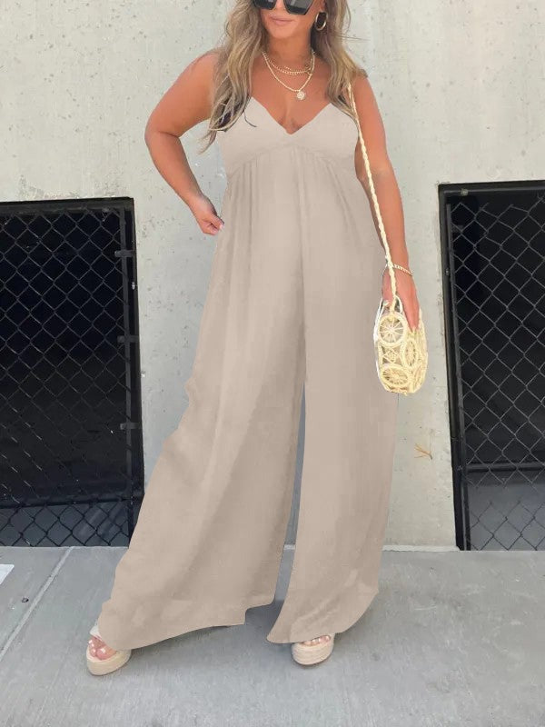 Drune | Jumpsuit mit V-Ausschnitt und Breiten Trägern