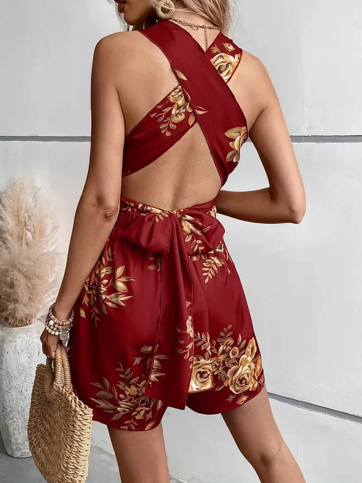 Drune | Playsuit, V-Hals, Rückenfrei, Party-Jumpsuit, Sommer-Jumpsuit