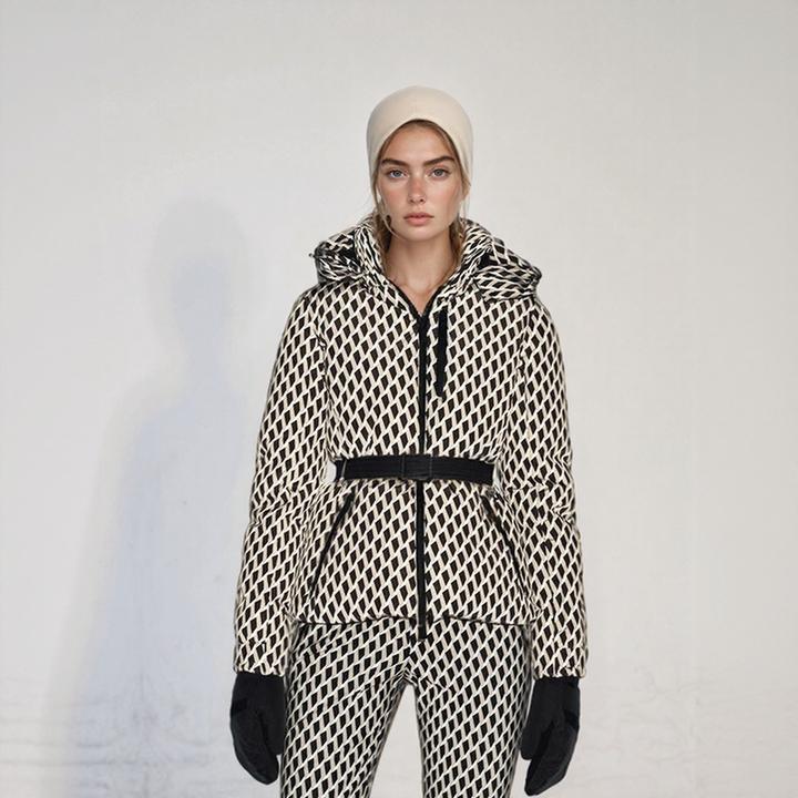 Drune | Damen Ski Winterjacke mit Gürtel und Wattierungsisolierung