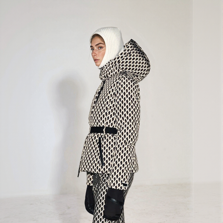 Drune | Damen Ski Winterjacke mit Gürtel und Wattierungsisolierung