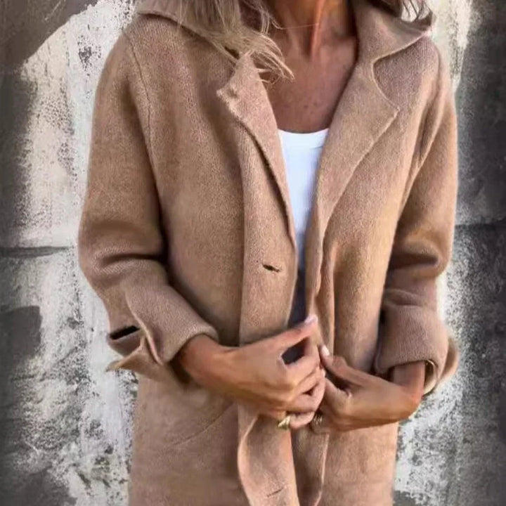 Drune | Gemütliche Mittellange Strickjacke Mit Umgeschlagenen Ärmel Für Damen