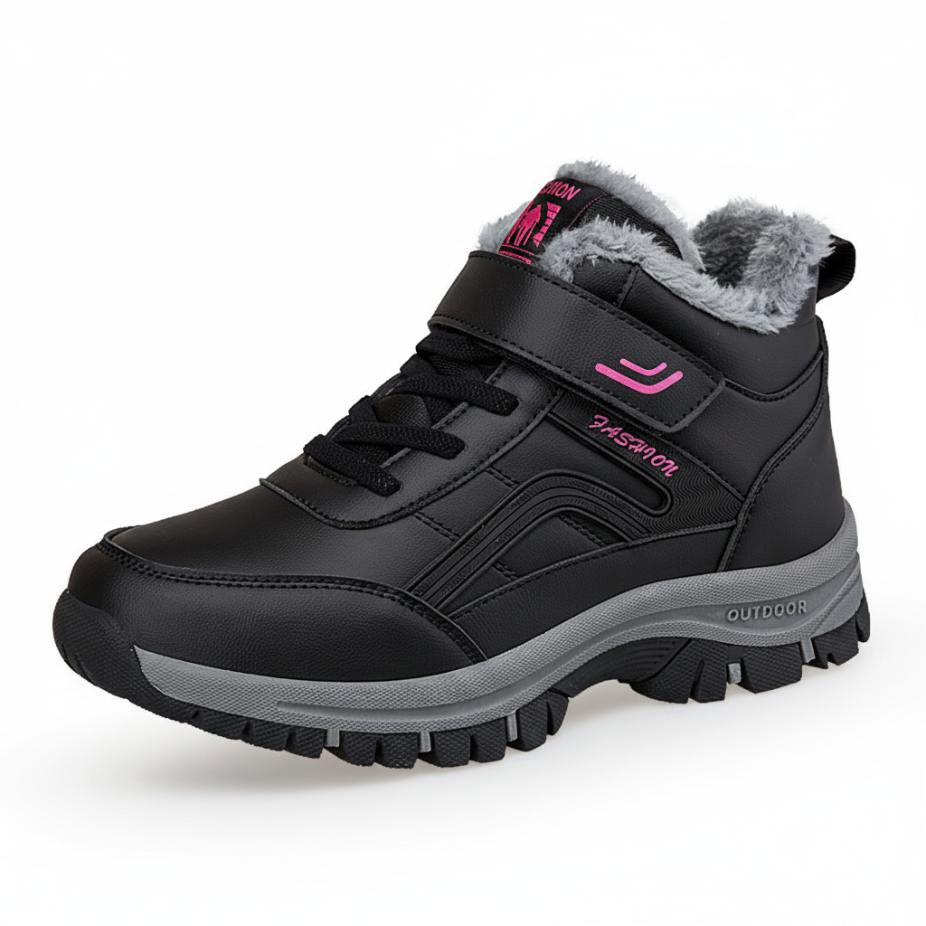 Damen Warm gefütterte Outdoor-Wanderschuhe mit verstellbarem Klettverschluss Drune