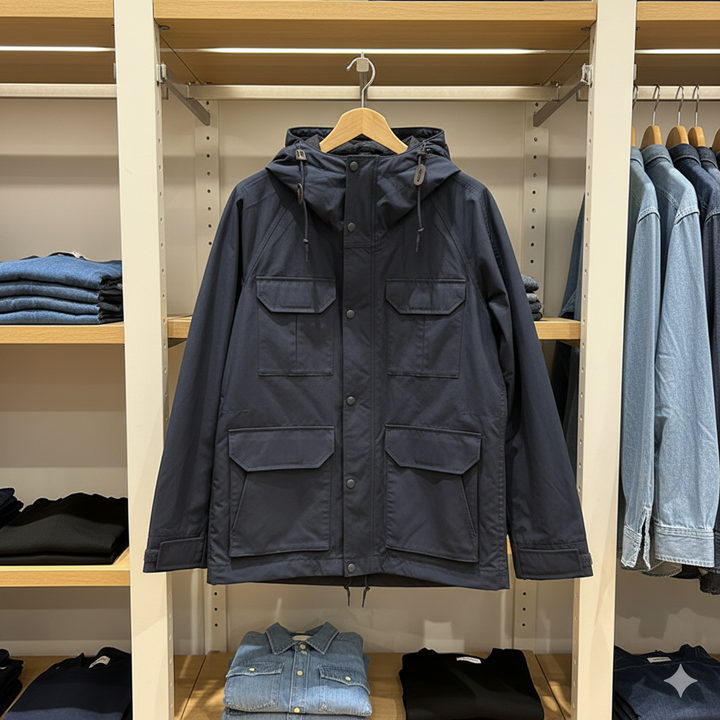Drune | Vintage Winddichte Arbeitsjacke Mit Kapuze Und Mehreren Taschen