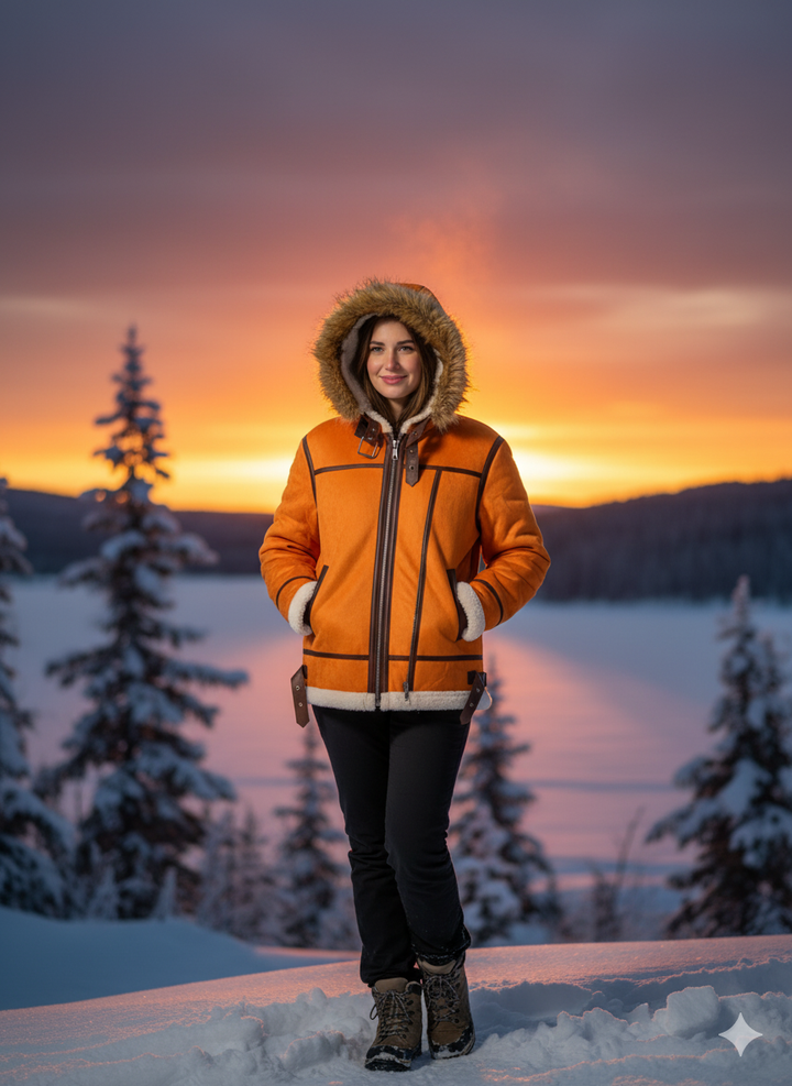 Drune | Schafsfelljacke mit Fellkapuze